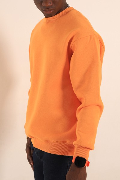 Turuncu Relaxed Fit Basic Şardonlu Erkek Sweatshirt 204795