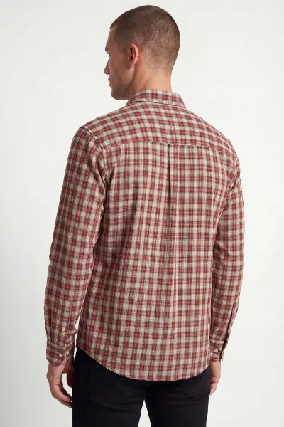 Turuncu Relaxed Fit Kare Desen Erkek Gömlek 435777