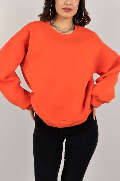 Turuncu Şardonlu Bayan Sweat 142336