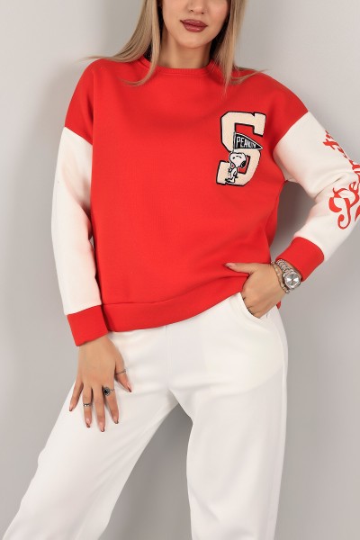 Turuncu Şardonlu Süzene Nakışlı Sweat 143208