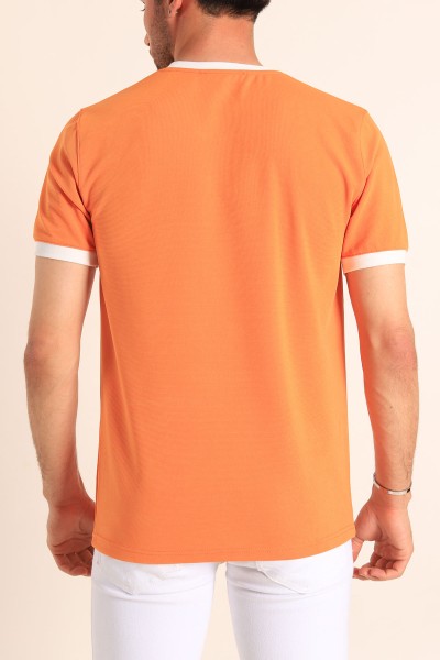 Turuncu Slim Fit Kabartma Yazılı Erkek Tişört 186800