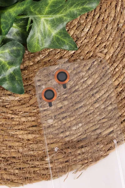 Turuncu TeknoCase İphone 12 Uyumlu Matte Guard Serisi Lens Korumalı Silikon Telefon Kılıfı 472442