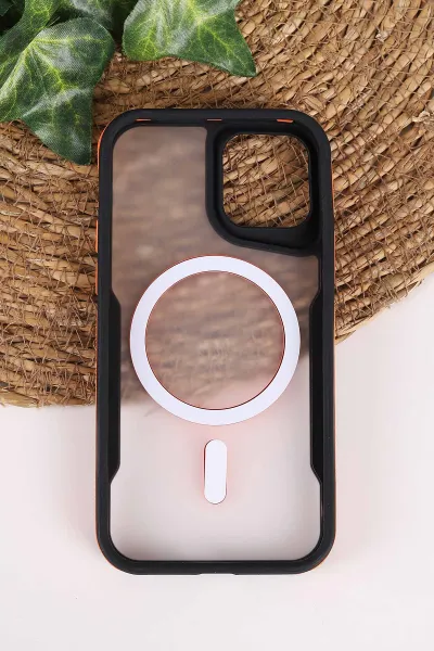 Turuncu TeknoCase İphone 12 Uyumlu Matte Guard Serisi Lens Korumalı Silikon Telefon Kılıfı 472442
