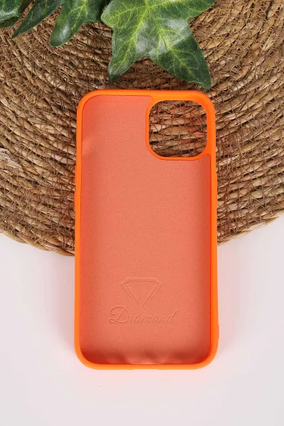 Turuncu TeknoCase İPhone 13 Uyumlu Perfect Diamond Case Serisi Taşlı Lens Hediyeli Sert Silikon Telefon Kılıfı 480776
