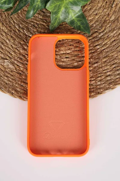 Turuncu TeknoCase İPhone 14 Pro Max Uyumlu Perfect Diamond Case Serisi Taşlı Lens Hediyeli Sert Silikon Telefon Kılıfı 480802