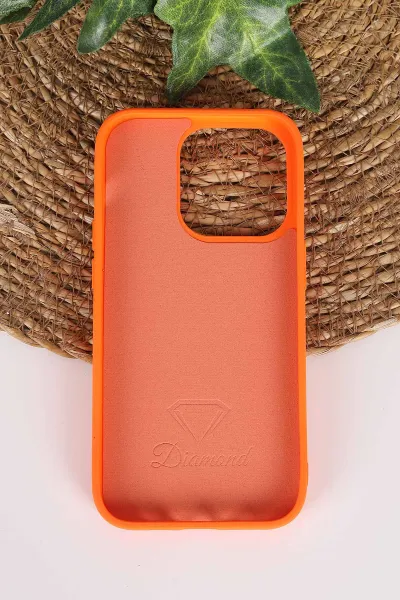 Turuncu TeknoCase İPhone 14 Pro Uyumlu Perfect Diamond Case Serisi Taşlı Lens Hediyeli Sert Silikon Telefon Kılıfı 480796