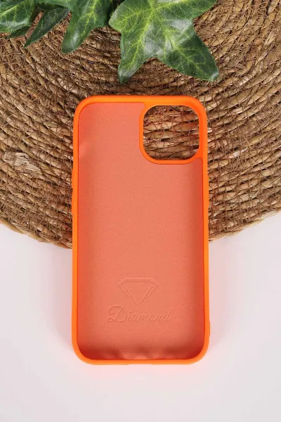 Turuncu TeknoCase İPhone 14 Uyumlu Perfect Diamond Case Serisi Taşlı Lens Hediyeli Sert Silikon Telefon Kılıfı 480782