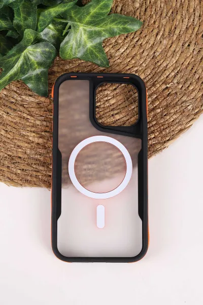 Turuncu TeknoCase İphone 15 Pro Max Uyumlu Matte Guard Serisi Lens Korumalı Silikon Telefon Kılıfı 472461