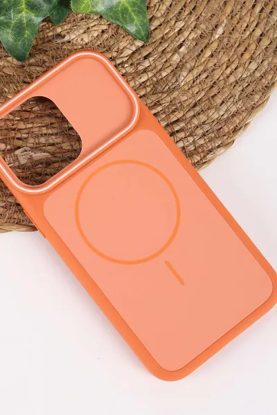 Turuncu TeknoCase İPhone 15 Pro Max Uyumlu Vincent Case Serisi Sert Silikon Telefon Kılıfı 457892