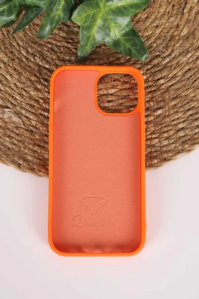 Turuncu TeknoCase İPhone 15 Uyumlu Perfect Diamond Case Serisi Taşlı Lens Hediyeli Sert Silikon Telefon Kılıfı 480812