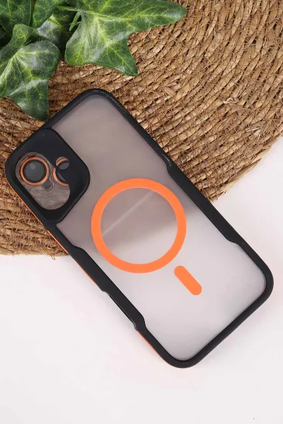 Turuncu TeknoCase İphone 16 Plus Uyumlu Matte Guard Serisi Lens Korumalı Silikon Telefon Kılıfı 472484