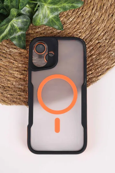 Turuncu TeknoCase İphone 16 Plus Uyumlu Matte Guard Serisi Lens Korumalı Silikon Telefon Kılıfı 472484