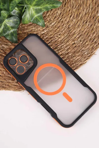 Turuncu TeknoCase İphone 16 Pro Max Uyumlu Matte Guard Serisi Lens Korumalı Silikon Telefon Kılıfı 472489