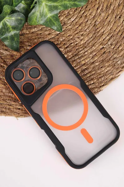 Turuncu TeknoCase İphone 16 Pro Uyumlu Matte Guard Serisi Lens Korumalı Silikon Telefon Kılıfı 472478