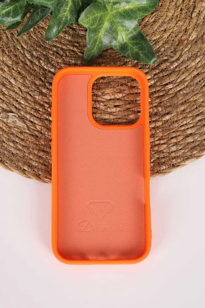 Turuncu TeknoCase İPhone 16 Pro Uyumlu Perfect Diamond Case Serisi Taşlı Lens Hediyeli Sert Silikon Telefon Kılıfı 480839