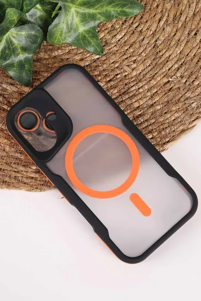 Turuncu TeknoCase İphone 16 Uyumlu Matte Guard Serisi Lens Korumalı Silikon Telefon Kılıfı 472472