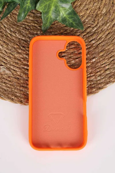 Turuncu TeknoCase İPhone 16 Uyumlu Perfect Diamond Case Serisi Taşlı Lens Hediyeli Sert Silikon Telefon Kılıfı 480833