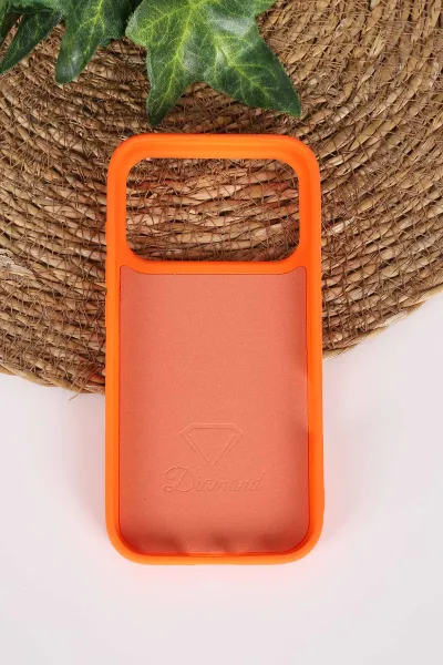 Turuncu TeknoCase İPhone 17 Pro Uyumlu Perfect Diamond Case Serisi Taşlı Lens Hediyeli Sert Silikon Telefon Kılıfı 480861