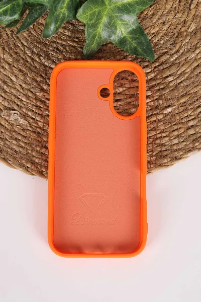 Turuncu TeknoCase İPhone 17 Uyumlu Perfect Diamond Case Serisi Taşlı Lens Hediyeli Sert Silikon Telefon Kılıfı 480855