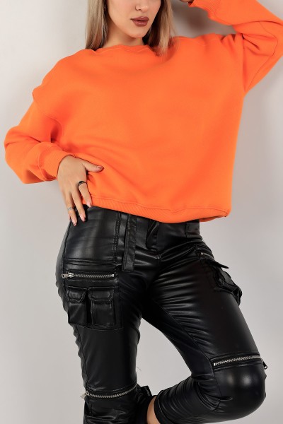 Turuncu Üç İplik Şardonlu Sweat 141590