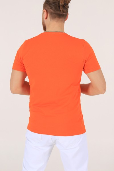 Turuncu V Yaka Basic Erkek Tişört 172980