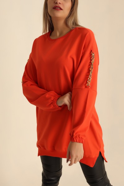 Turuncu Zincir Detay İki İp Tunik 222651
