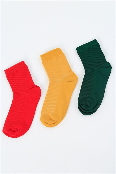 Üçlü Bayan Tek Renk Çorap 30153B