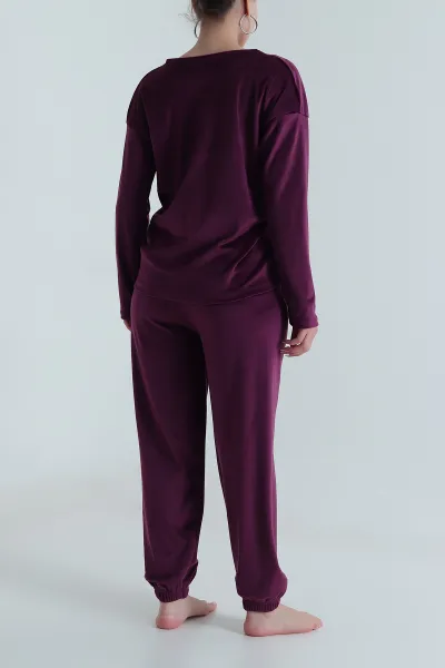 Uzun Kollu Kadife Kadın Pijama Takımı 487754