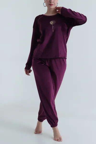 Uzun Kollu Kadife Kadın Pijama Takımı 487754