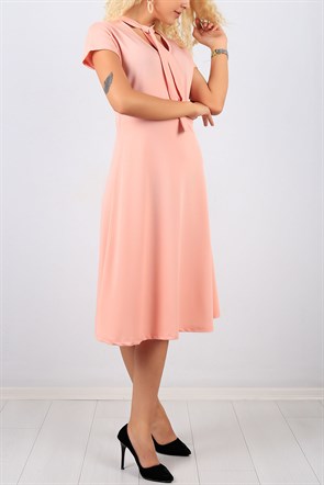 V Yaka Pudra Bayan Elbise Modeli 8724B