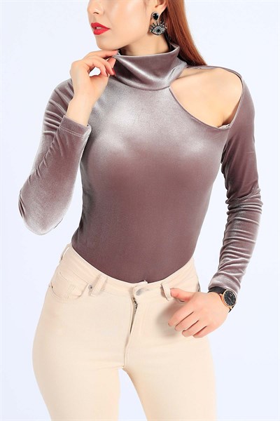 V Yaka Vizon Kadife Zıbın Bluz 25318B