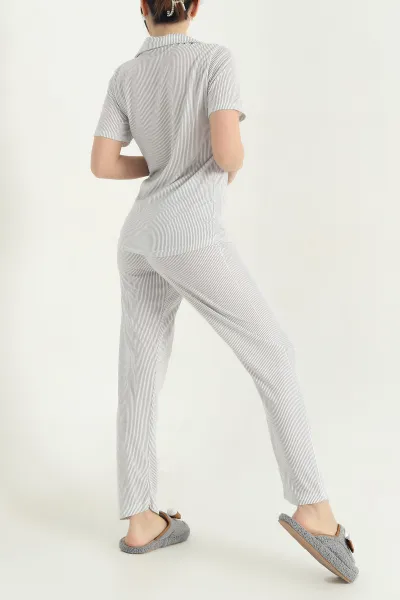 Viskon Düğmeli Kadın Pijama Takımı 341726