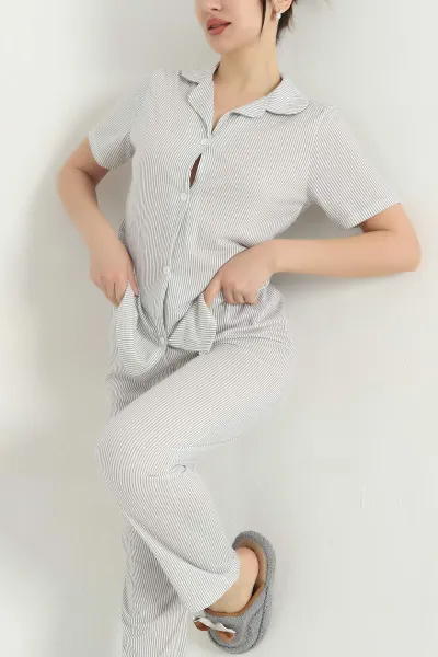 Viskon Düğmeli Kadın Pijama Takımı 341726