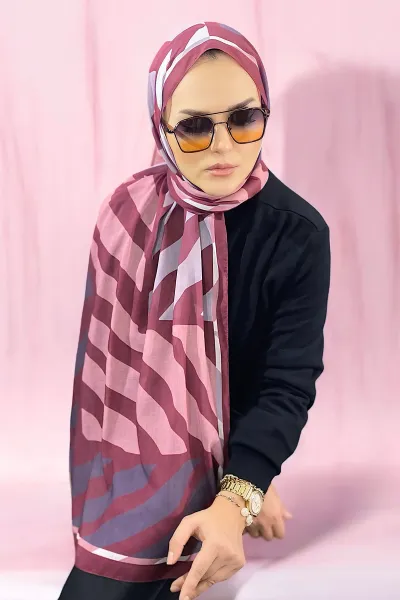 Vişne 180X70 cm Dijital Baskı Lorenza Desenli Pamuk Şal 336613