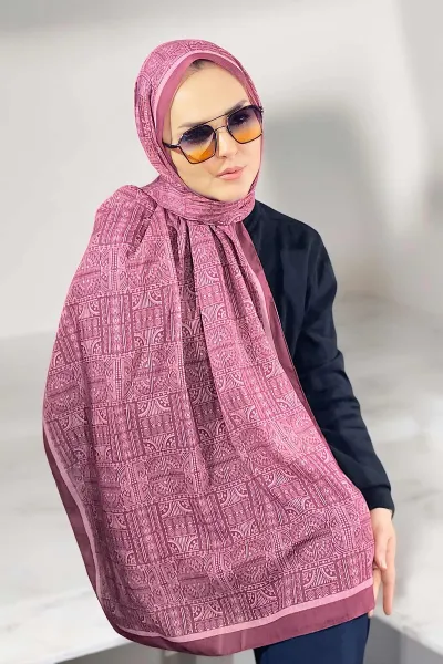 Vişne 180X70 cm Dijital Baskı Retro Desenli Pamuk Şal 335051