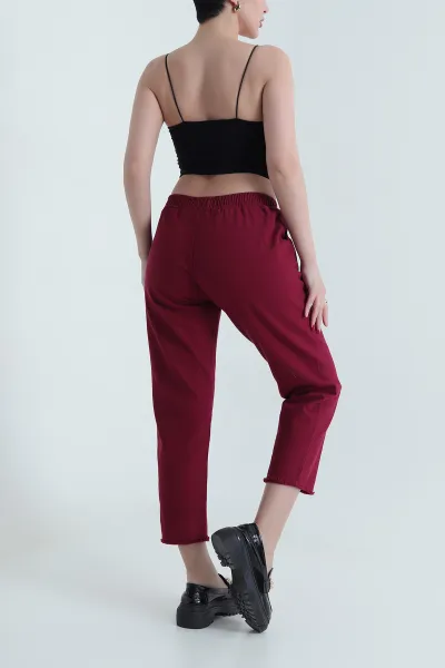 Vişne Bel Lastikli Cep Detay Gabardin Kadın Pantolon 440781