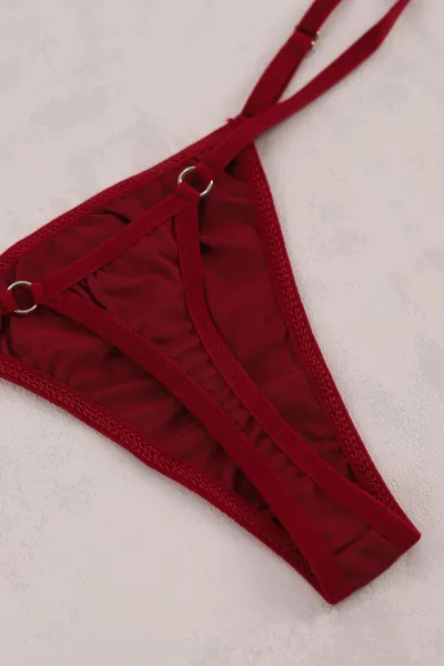 Vişne Beli Ayarlanabilir Kadın Tanga Külot 415961