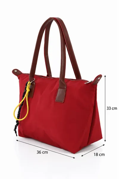 Vişne Charm Detaylı Fermuarlı Kadın Omuz Çantası 499233