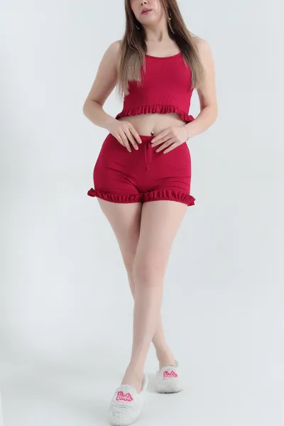 Vişne Fırfır Tasarım Bayan İkili Takım 337699