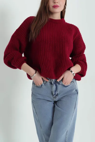 Vişne Kalın Örme Triko Kazak 333833