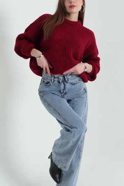 Vişne Kalın Örme Triko Kazak 333833