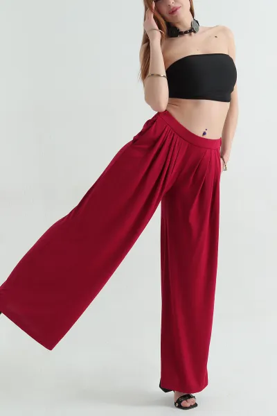 Vişne Oysho Bol Paça Bayan Pantolon 353994