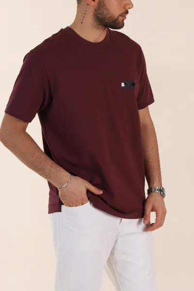 Vişne Relaxed Fit Baskılı Yazı Detaylı Erkek Tişört 358546