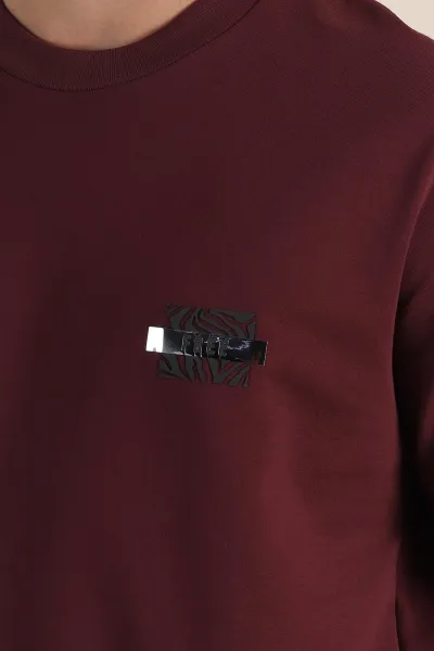 Vişne Relaxed Fit Baskılı Yazı Detaylı Erkek Tişört 358546