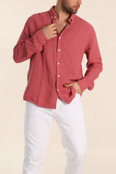 visne-relaxed-fit-muslin-keten-ata-yaka-erkek-gomlek-339160