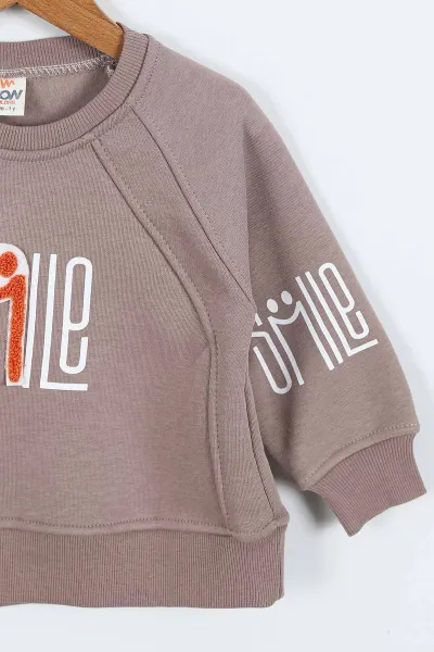 Vizon (0-4 Yaş)Smile Baskılı Dikiş Detaylı  3  İp Şardonlu Erkek Çocuk Sweatshirt 417562