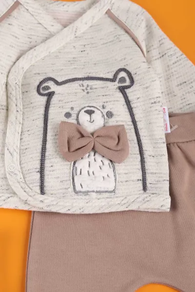 Vizon (0-6 Ay) Kırçıllı Papyonlu Erkek Bebek Zıbın Takım 230337