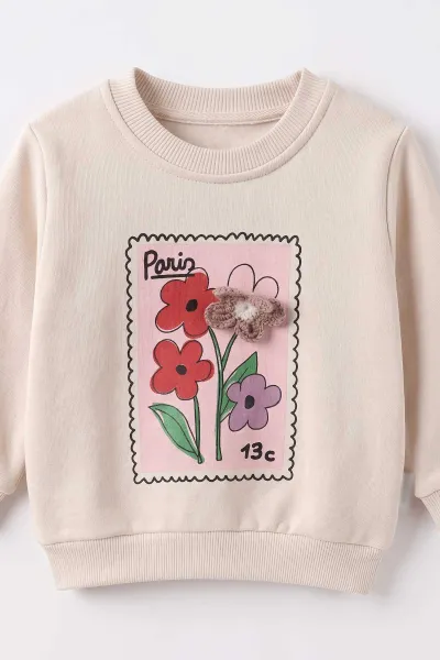 Vizon (1-5 Yaş) 3 ip Şardonlu Sweat Pantolon Kız Çocuk Kışlık Takım 495856