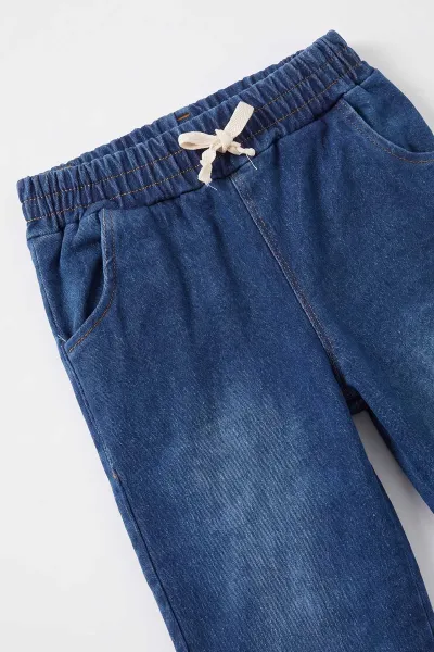 Vizon (1-5 Yaş) Ayı Nakışlı Yakası Patlı 3 İp Şaedonlu Sweatli Kot Pantolonlu Erkek Çocuk Takım 490702