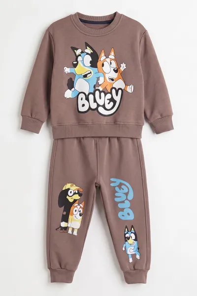 Vizon (1-5 Yaş) Bluey  Baskılı 3 İp Şardonlu Erkek Çocuk Kışlık Takım 487774